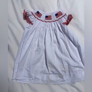 Cecil and Lou SMocked Flag on White Dress  | 12M